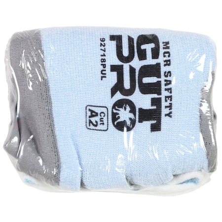 Mcr Safety Gloves, VP, Cut Pro, 18ga, Blue HPPE, Gray PU XS, 96PK VP92718PUXS